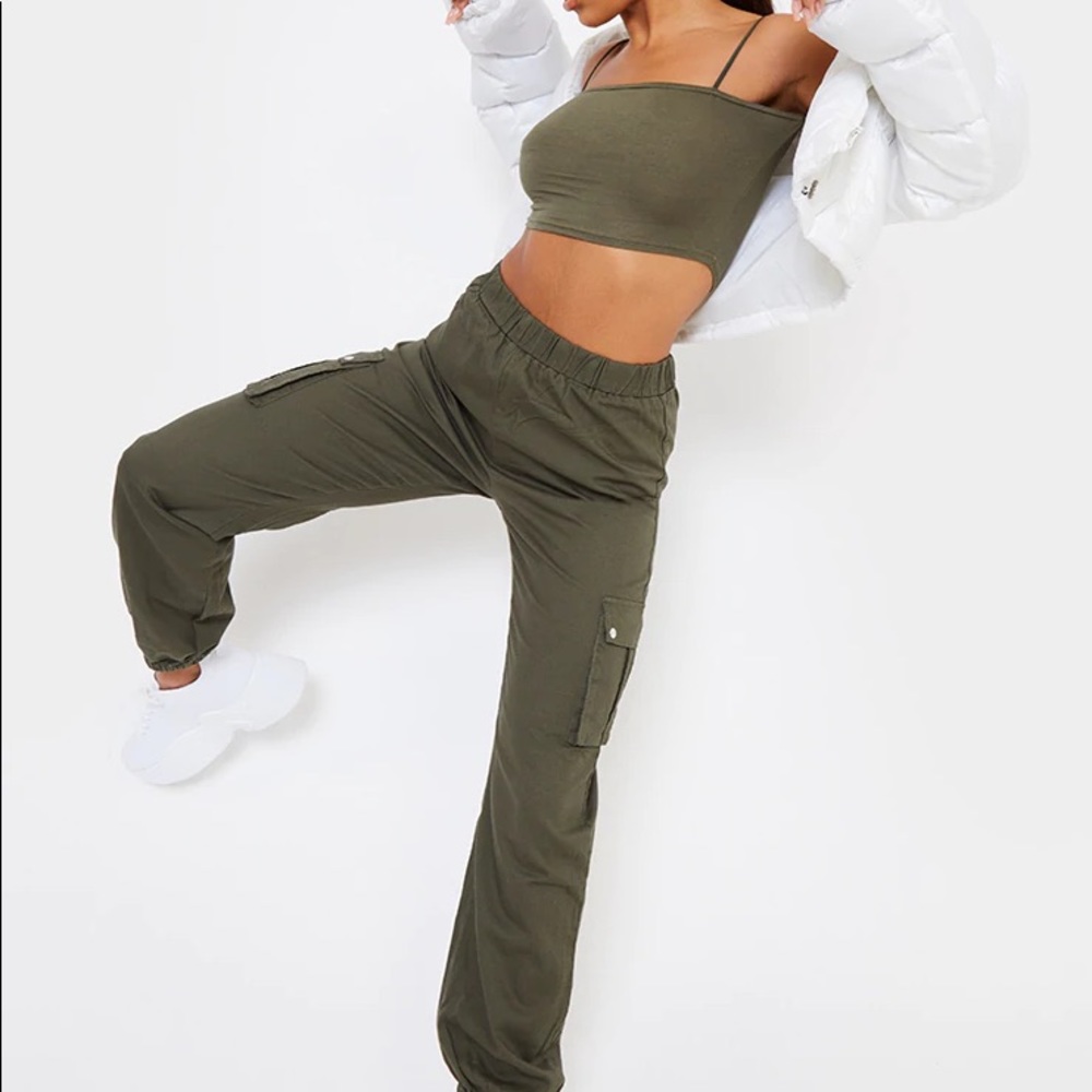 PrettyLittleThing Khaki Pocket Cargo Pants